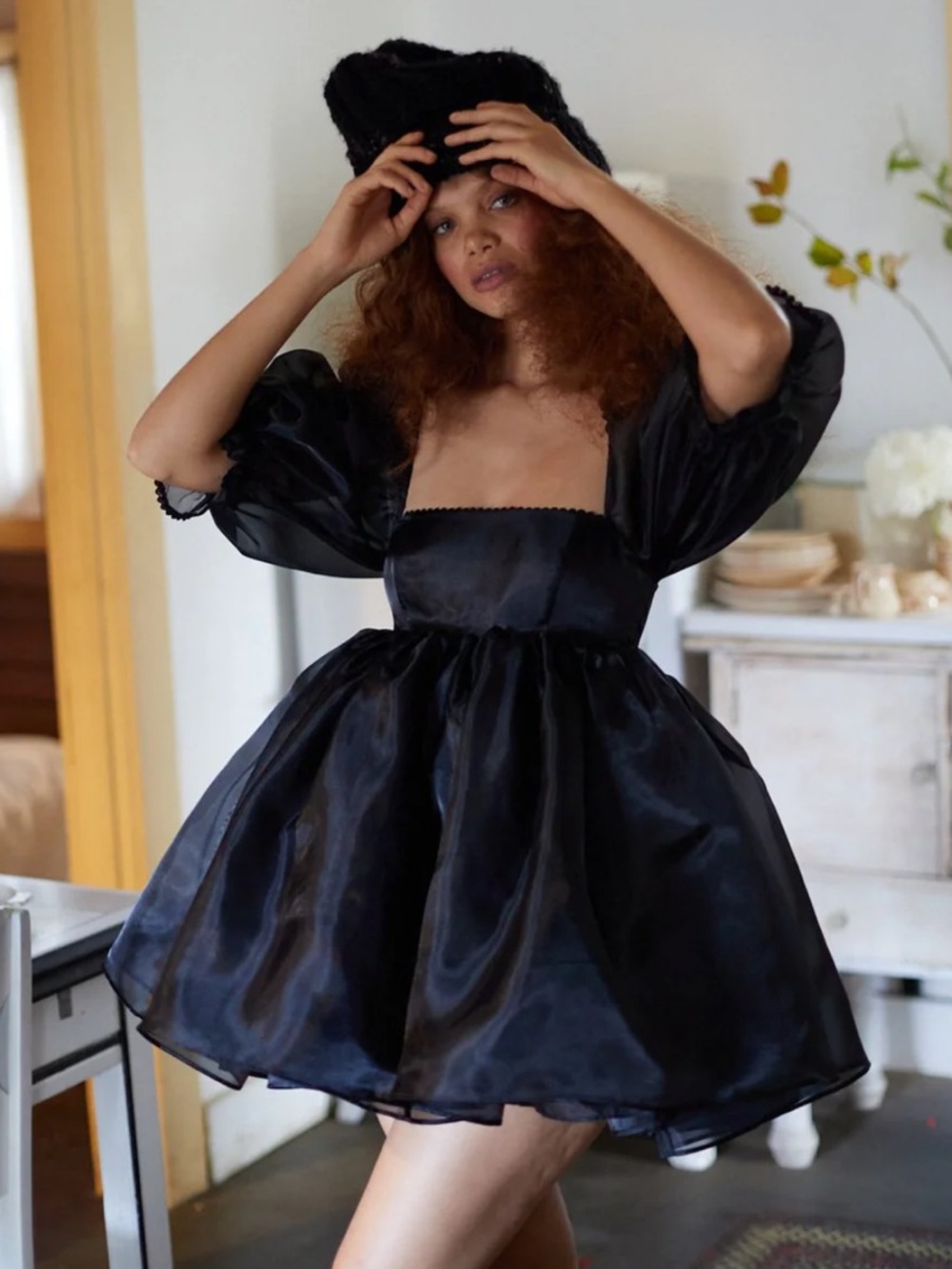 Selkie The Caviar Puff Dress Black Fairycore Gothic Size Medium